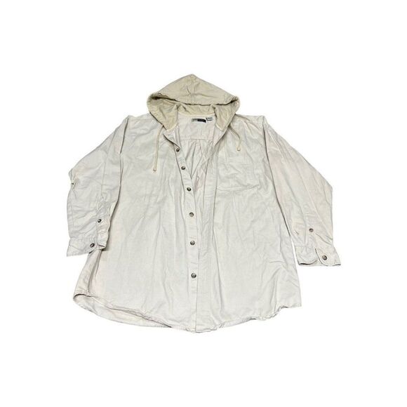 W.R. Gass Men's Vintage Cream Lightweight Button Up Hooded Jacket Size Large - Picture 1 of 8